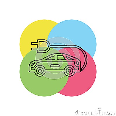 Electro car icon. Logo element illustration Cartoon Illustration
