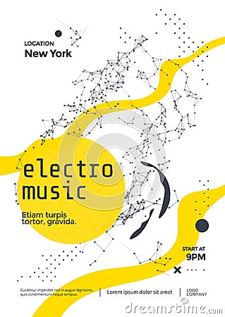 Electro music modern club party flyer Abstract Vector Illustration