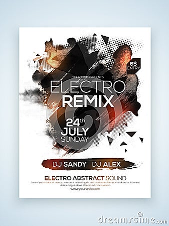 Electro Music Party celebration Flyer or Template. Stock Photo