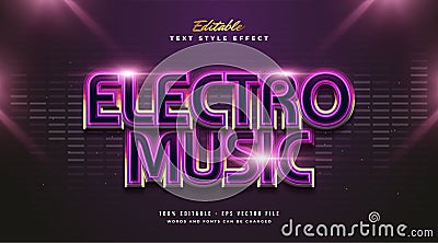 Electro Music Text in Colorful Gradient with Glowing Effect and Futuristic Style Vector Illustration