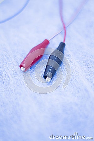 Electroacupunture acupunture cables Stock Photo