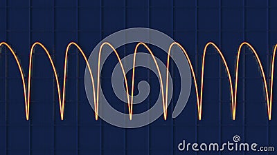 Electrocardiogram displaying ventricular tachycardia, 3D illustration Cartoon Illustration