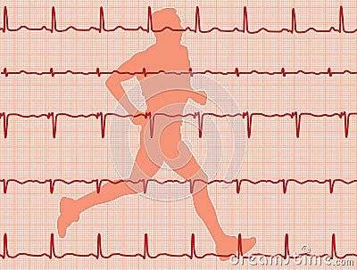 Electrocardiogram and running man Vector Illustration