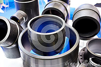 Electrofusion fittings for water supply pipes Editorial Stock Photo