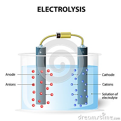 Electrolysis. Experimental set up for electrolysis Vector Illustration