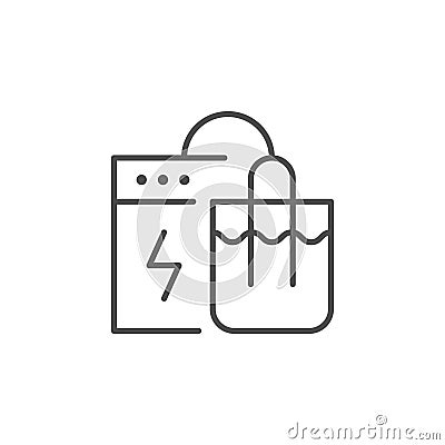 Electrolysis reaction line outline icon Vector Illustration