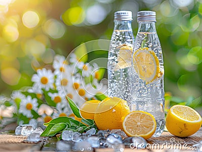 Electrolyte water is water that has been infused with fruits and berries in glass Stock Photo
