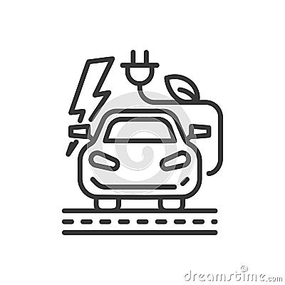 Electromobile - modern vector single line icon Vector Illustration