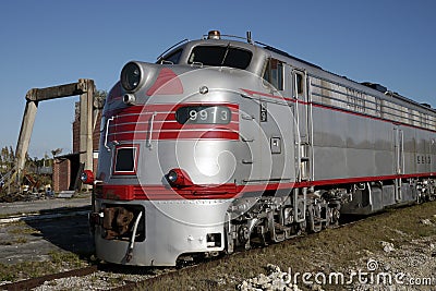 Electromotive e9 diesel electric locomotive at a rail yard Stock Photo