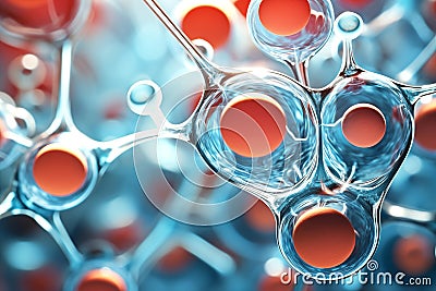 Electron microscopic structure of hydrogen atom,closeup, Generative AI Stock Photo
