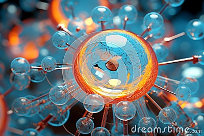 Electron microscopic structure of hydrogen atom,closeup, Generative AI Stock Photo