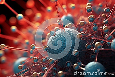 Electron microscopic structure of hydrogen atom by Generative AI Stock Photo