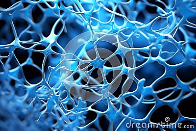 Electron microscopy of brain neural network, cells of brain, Generative AI Stock Photo