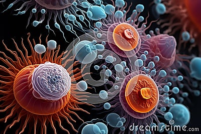 Electron microscopy of microorganism by Generative AI Stock Photo