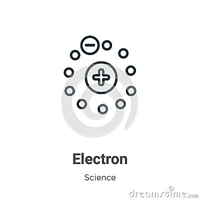 Electron outline vector icon. Thin line black electron icon, flat vector simple element illustration from editable science concept Vector Illustration