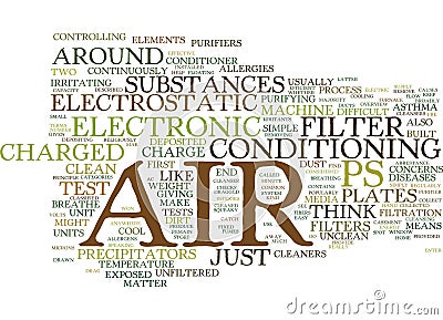 Electronic Air Filters An Overview Word Cloud Concept Vector Illustration