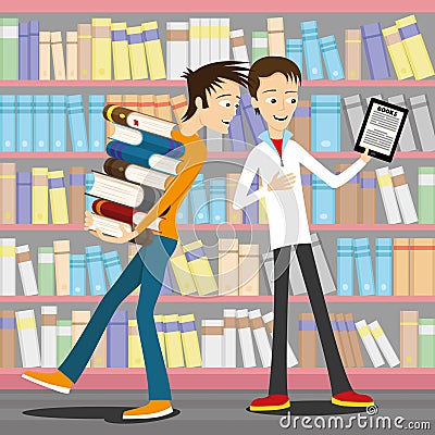 Electronic book in hand. Vector Illustration