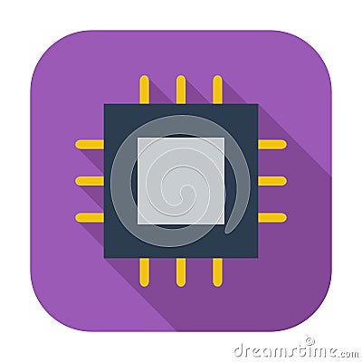 Electronic chip flat icon 2 Vector Illustration