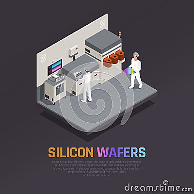 Electronic Chip Production Background Vector Illustration