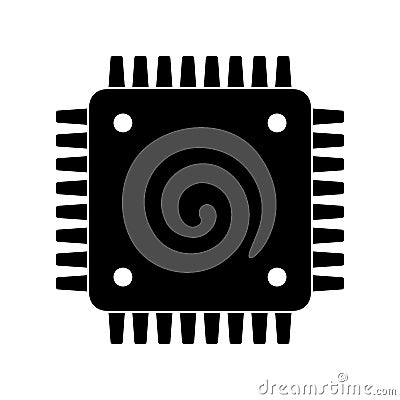 Electronic chip vector icon isolated on white background. Computer chip icon, cpu microprocessor chip icon. Vector Illustration