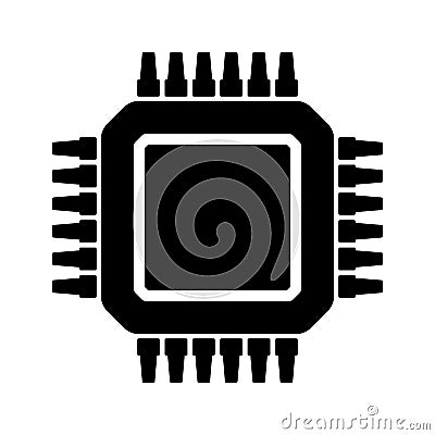 Electronic chip vector icon isolated on white background. Computer chip icon, cpu microprocessor chip icon. Vector Illustration