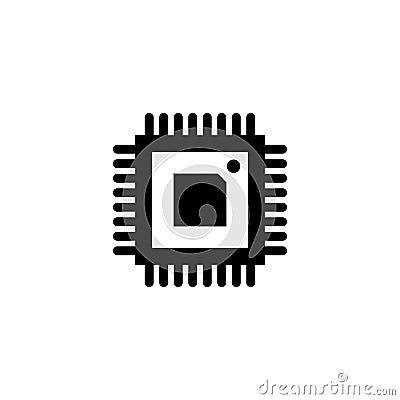 Electronic chip vector icon isolated on white background. computer chip icon. cpu microprocessor chip icon Vector Illustration