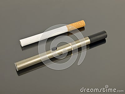 Electronic Cigarette with analog cigarette Stock Photo