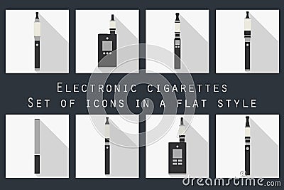 Electronic cigarette. Electronic cigarette flat icons. Vector Illustration