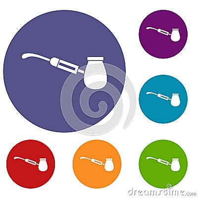 Electronic cigarette with nozzle icons set Vector Illustration
