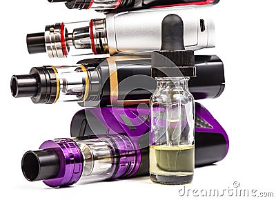 Electronic cigarettes collection on white Stock Photo