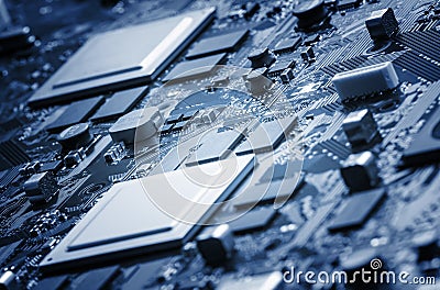 Electronic circuit board close up. Stock Photo