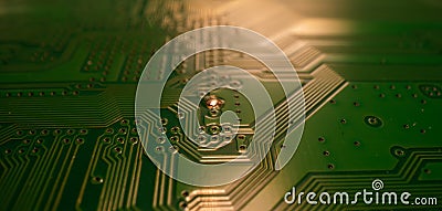 Electronic circuit board closeup. Electronic motherboard card. Circuitry and close-up on electronics. Background of Stock Photo