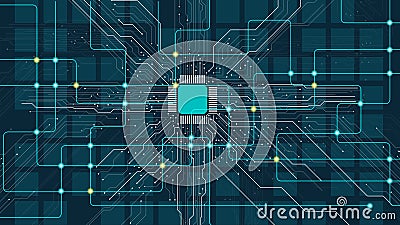 Electronic circuit board image background. High tech web banner. Vector Illustration