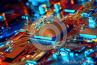 Electronic circuit board part of electronic machine component concept technology of computer circuit hardware Stock Photo