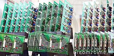 Electronic circuit chip boards Stock Photo