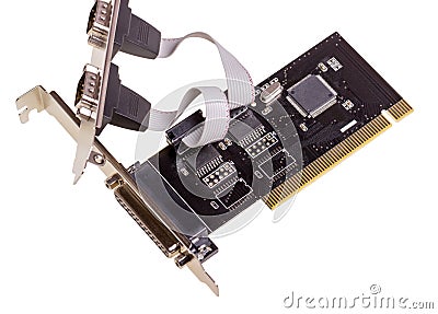 Electronic collection - Computer digital input output port Card Stock Photo