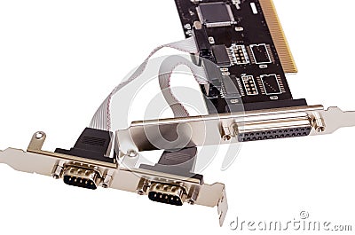 Electronic collection - Computer digital input output port Card Stock Photo