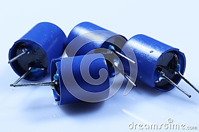 Electronic components: ferrite inductor coil. Stock Photo