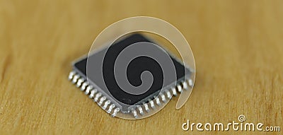Microchip macro image, focused in first pin Stock Photo