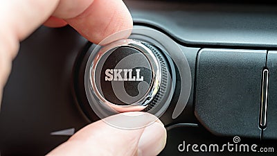 Electronic control button with the word - Skill Stock Photo