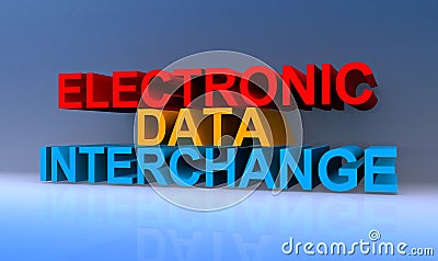 Electronic data interchange on blue Stock Photo