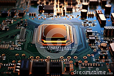 In electronic devices, circuit boards serve as essential, central components Stock Photo