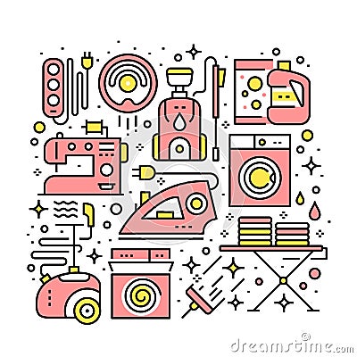 Electronic devices and household appliances Vector Illustration