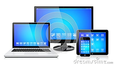 Electronic devices on a white Stock Photo