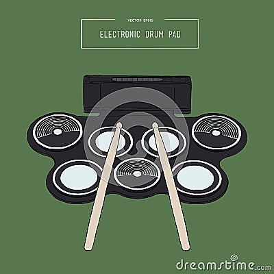 Electronic drum pad kit sketch vector. Vector Illustration