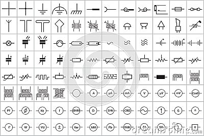 96 Electronic and Electric Symbol v.1 Vector Illustration