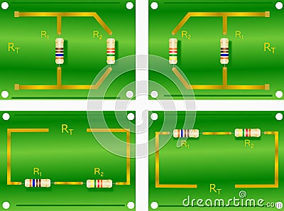 Electronic, electrical circuit, resistances, resistors Stock Photo