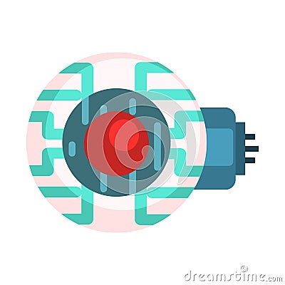 Electronic Eye For Android, Human Organ Replica, Part Of Futuristic Robotic And IT Science Series Of Cartoon Icons Vector Illustration