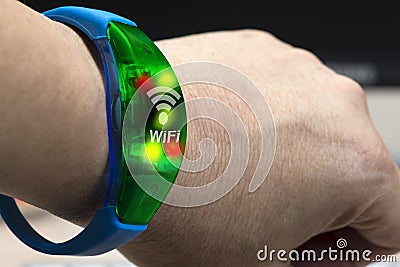 Electronic gadget device on hand. Stock Photo