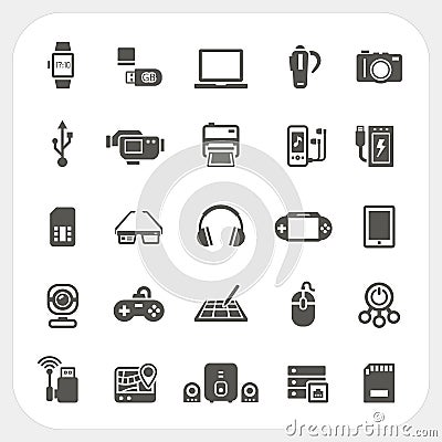 Electronic and gadget icons set Vector Illustration